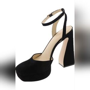 New Jessica Simpson Women's Deirae Platform Ankle Strap Pump, Black Suede Size 8